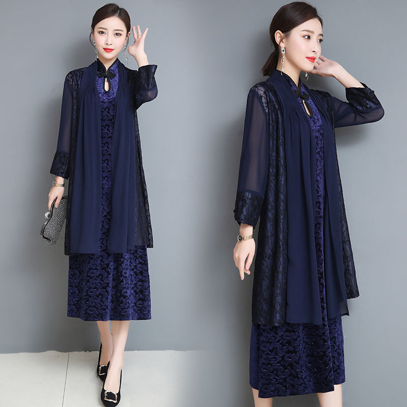 Gold velvet cheongsam dress