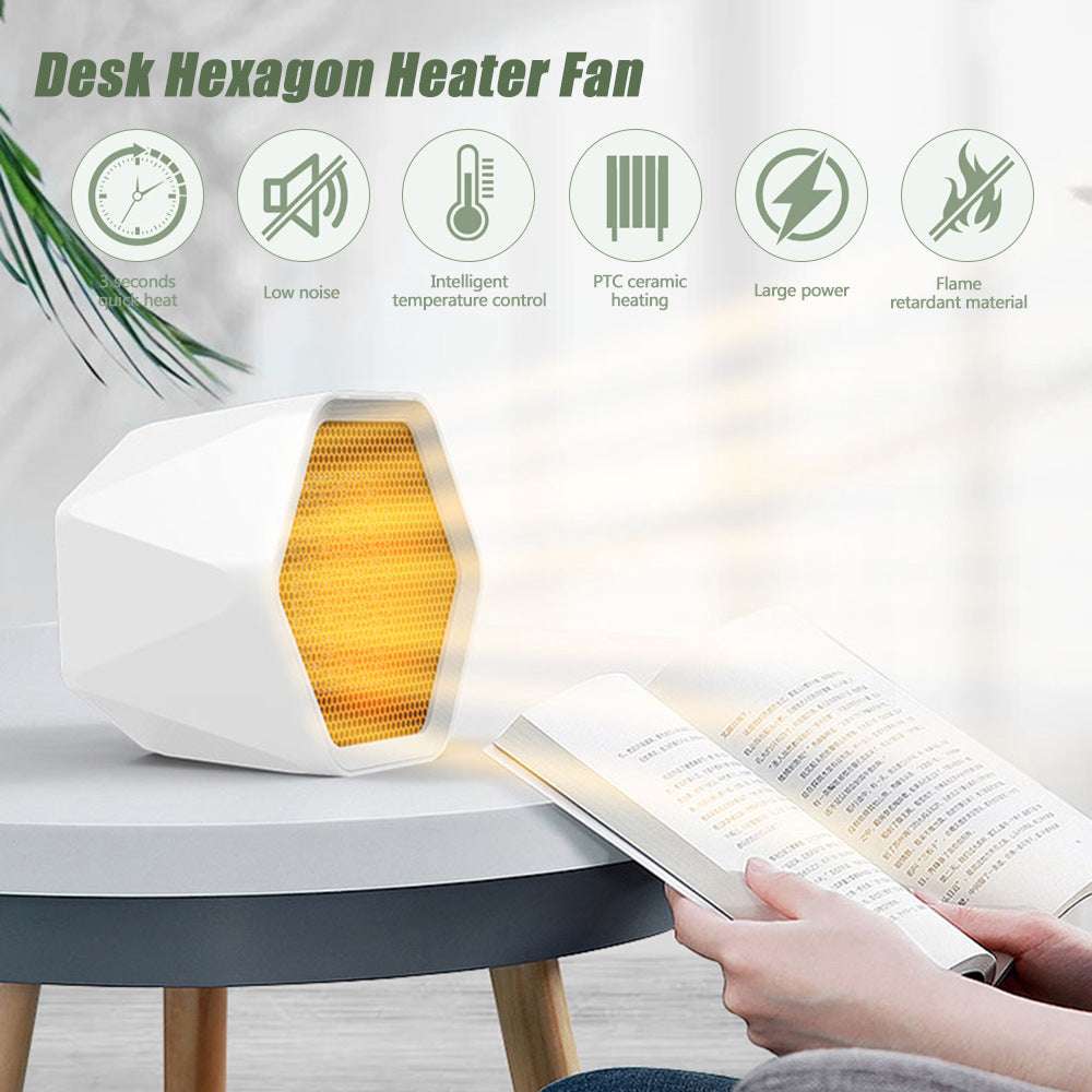 Mini Heater Fan Bladeless Heat Fan Desktop Electric Heater Hexagonal Heater Fan Heater Fan