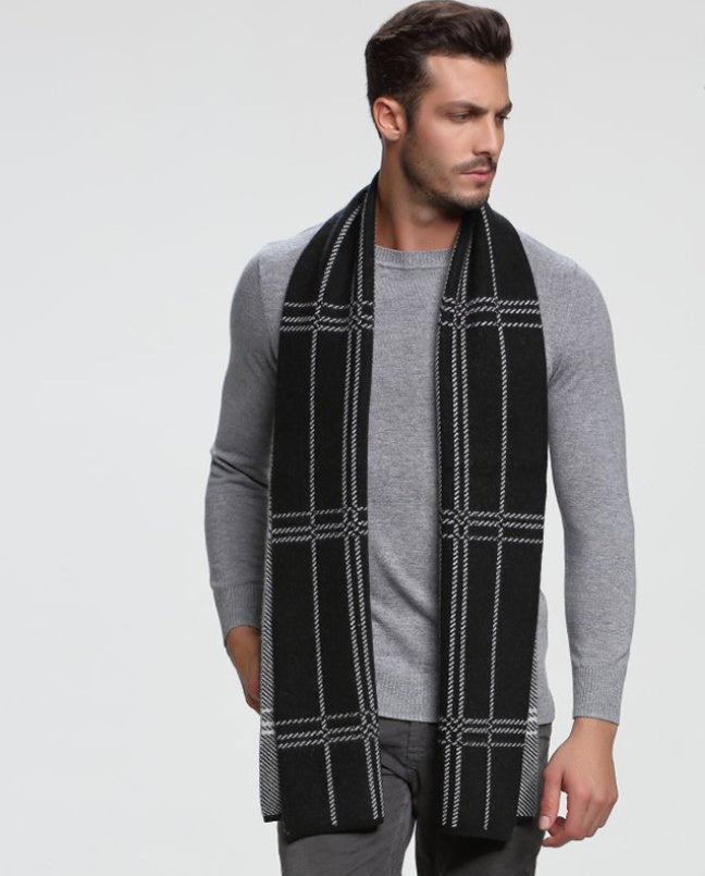 autumn and winter new men's scarf cashmere tide men's business casual thick warm scarf long double-sided - globaltradeleader