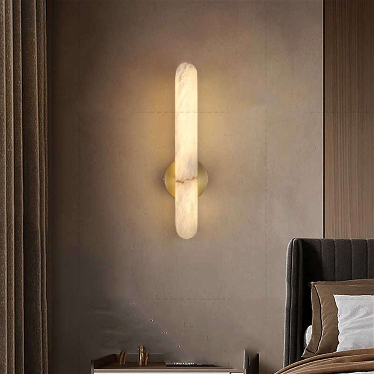 Modern Minimalist Bedroom Bedside Copper Marble Wall Lamp - globaltradeleader