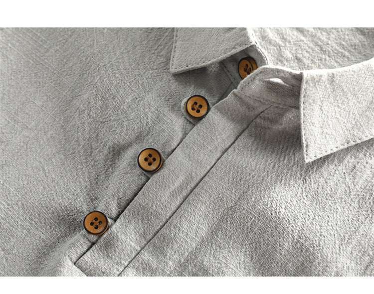 Spring And Summer Men's Linen Shirt Slim Pullover Short Sleeve Shirt Half Sleeve Retro Shirt Lonely Sail - globaltradeleader