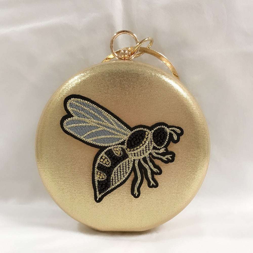 Flat Box Embroidered Beaded Bee Clutch Party Bag