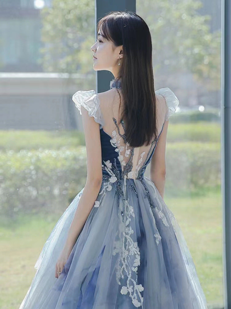 Blue Evening Dress Elegant Socialite - globaltradeleader