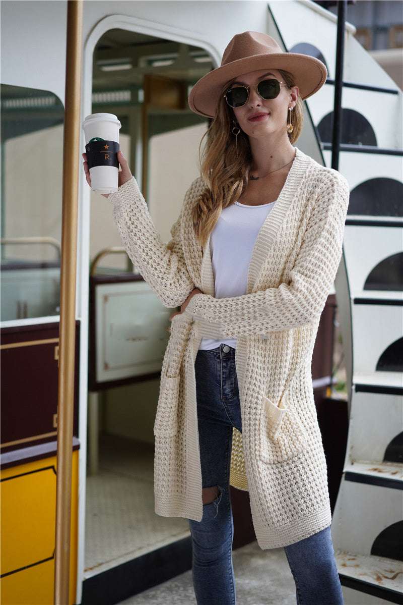 Women's solid color sweater coat - globaltradeleader