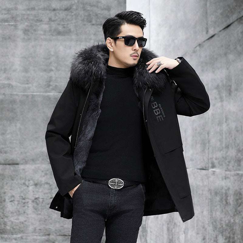 Fox Inner Pot Raccoon Hair Collar Fur Coat - globaltradeleader