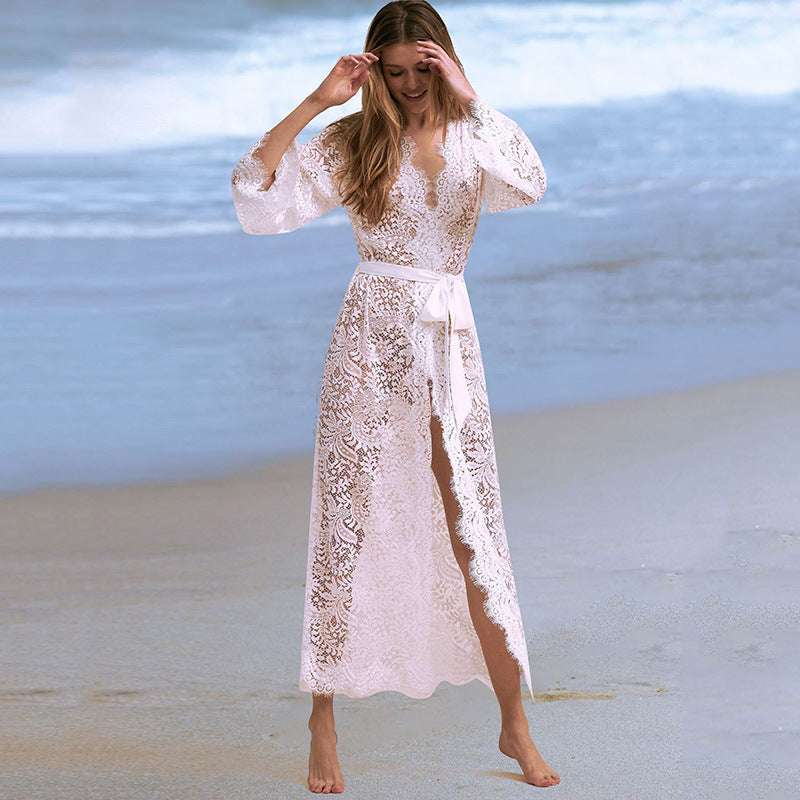 Lace bikini blouse, hollow sexy beach jacket, sunscreen suit, swimsuit and cardigan - globaltradeleader