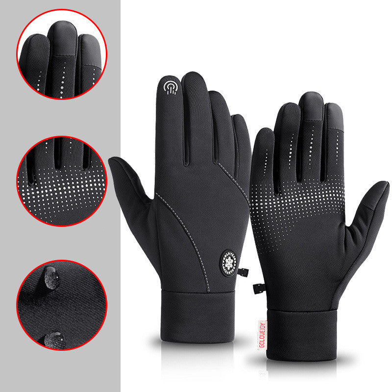 Outdoor Cycling Ski Sports Waterproof Touch Screen Plus Velvet Cold And Warm Gloves