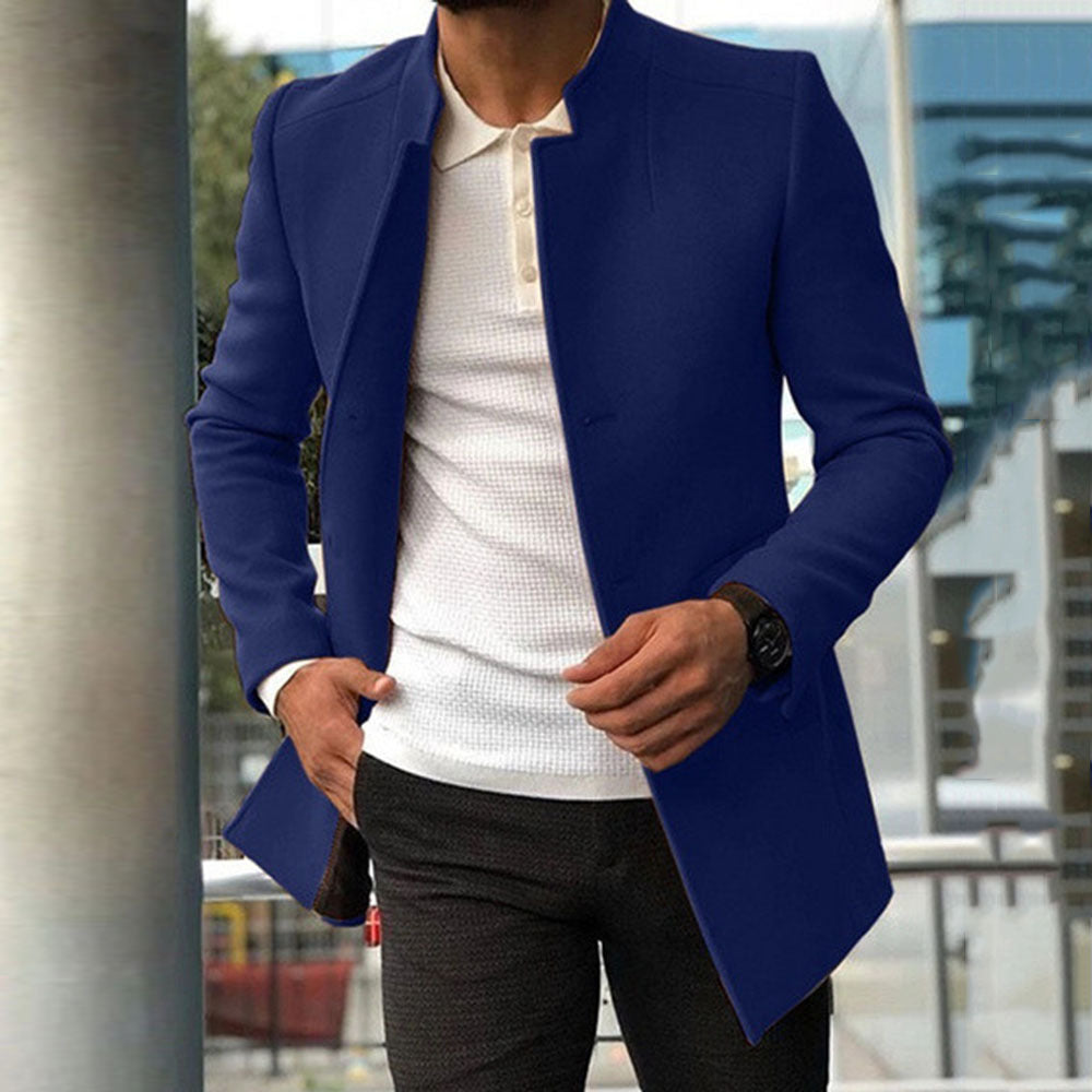 Men's Slim Coat Fashion Single-breasted Solid Color Business Jackets Fall And Winter Tops Outwear Clothing - globaltradeleader