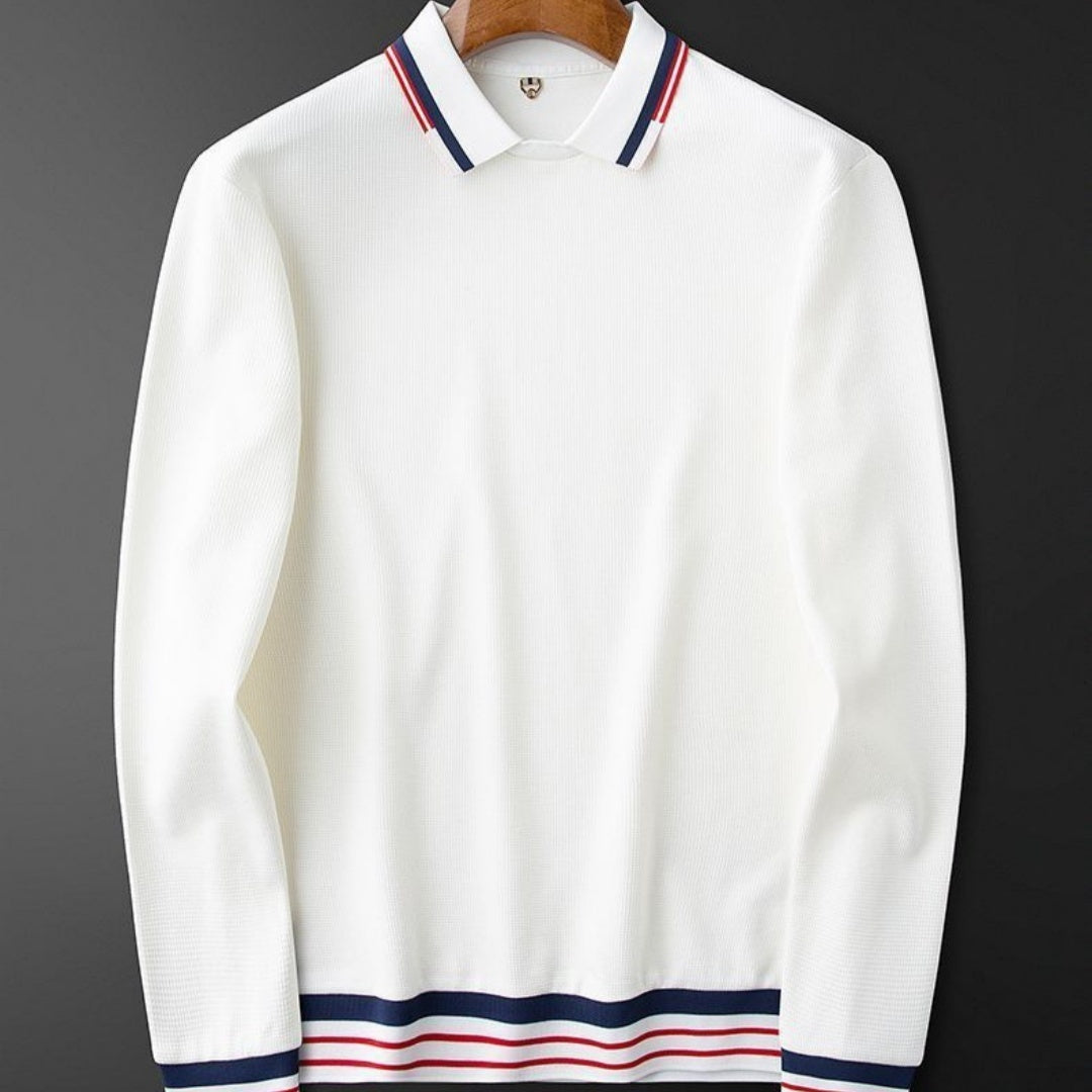 Autumn Thin Casual White Polo Shirt Men's Long Sleeve - globaltradeleader