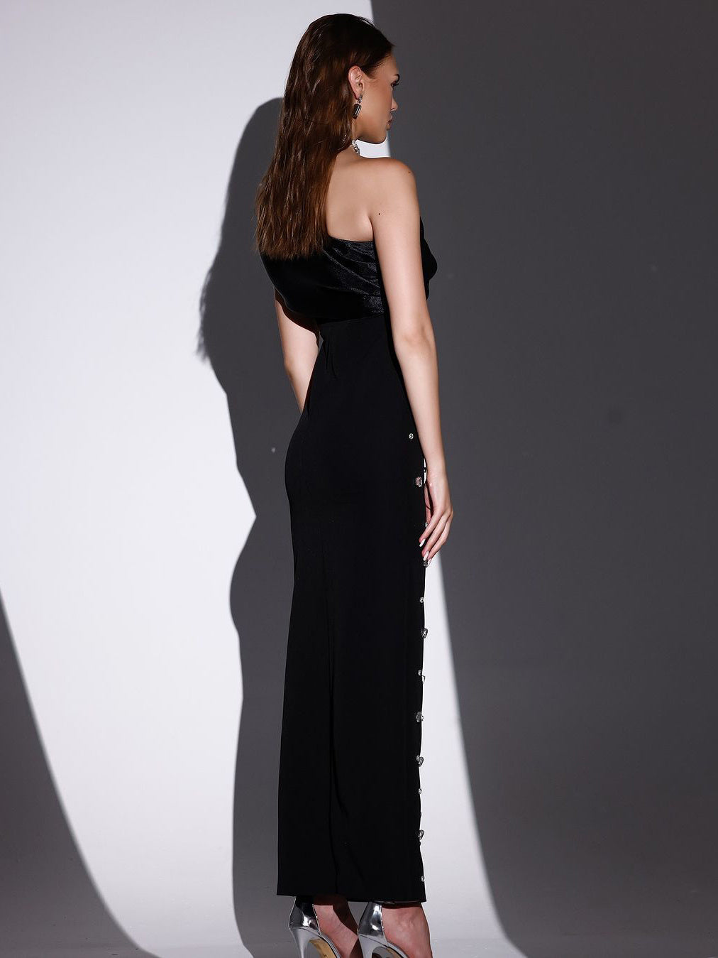 Off-shoulder Diamond Black Evening Dress - globaltradeleader