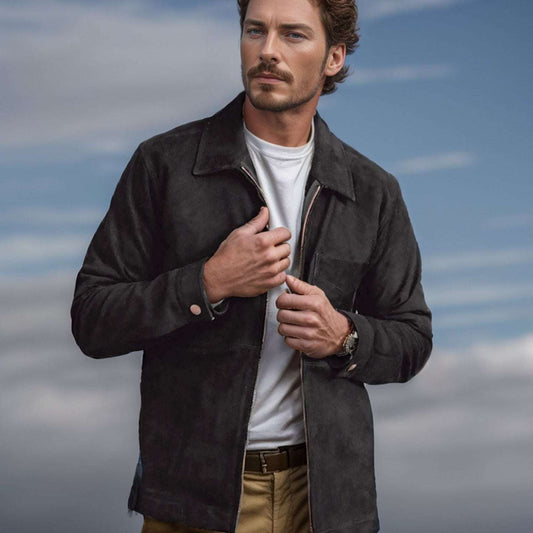 Simple Men's Suede Fabric Jacket Solid Color Fashion City - globaltradeleader