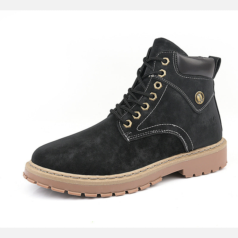 Fashion Trend Simple Personality Tooling Boots Round Toe British Men's Boots - globaltradeleader