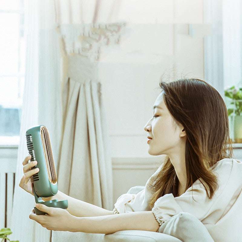 New Double-leaf Tower Fan Office Desktop Small Fan Spot Cross-border Vertical Portable Rechargeable Usb Electric Fan