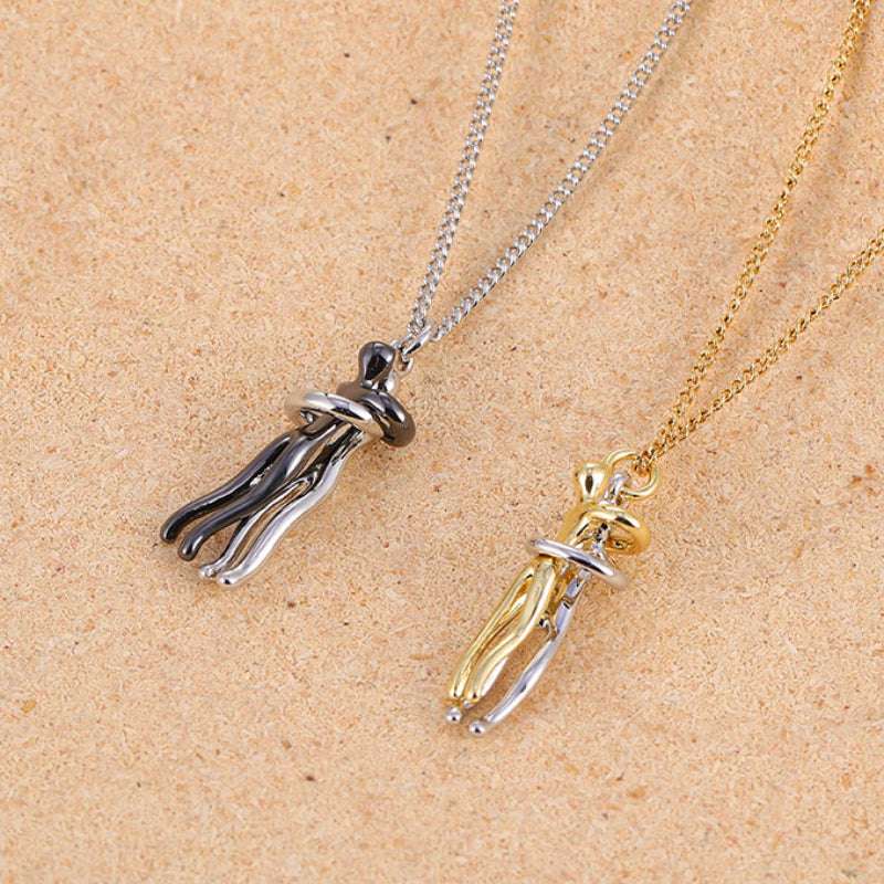 Hot Sale Affectionate Hug Necklace Couples Anniversary Valentine's Day Gift Fashion Punk Street Style Pendant Necklace