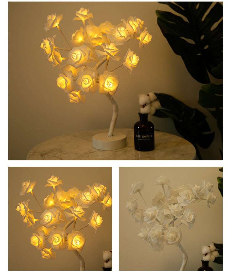 Rose Flower Lamp USB Battery Operated LED Table Lamp Bonsai Tree Night Lights Garland Bedroom Decoration Lights Home Decor - globaltradeleader