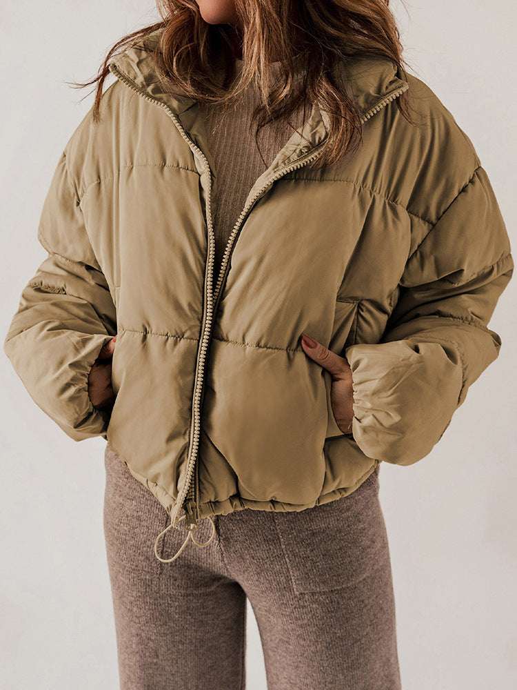 Winter Bread Coat Thickened All-matching Warm Leisure Solid Color Stand-up Collar Cotton-padded Clothes Women - globaltradeleader