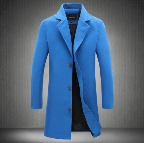 Autumn And Winter New Mens Solid Color Casual Business Woolen Coats - globaltradeleader