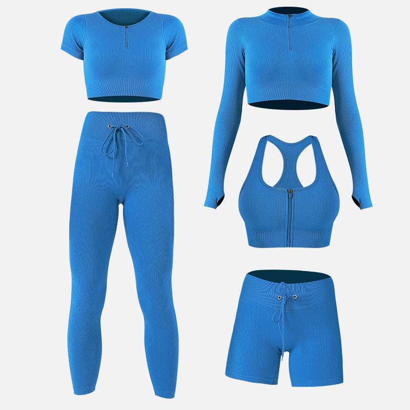 Long-sleeve Hip Lift Quick-drying Yoga Clothes Five-piece Set