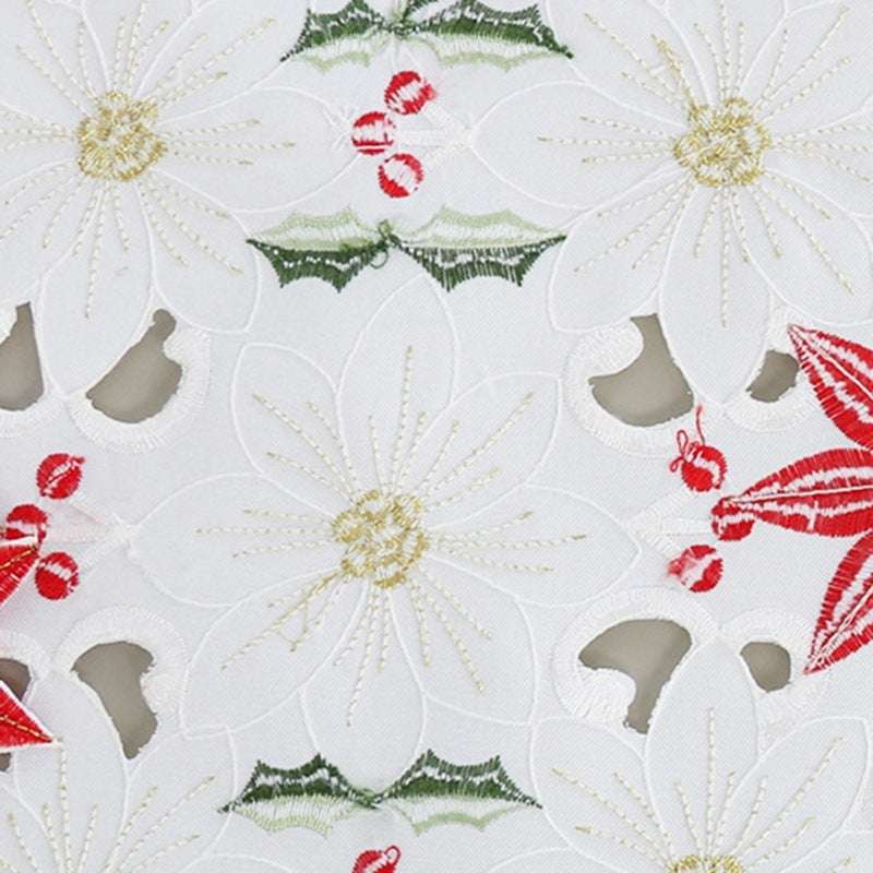 Embroidered Christmas flower table runner