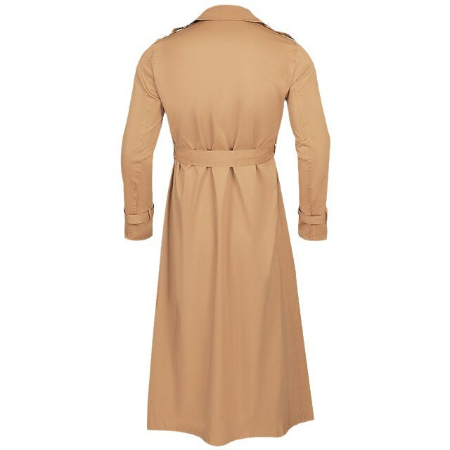 Design Long Trench Coat Large Lapel Double Breasted Belt Coat - globaltradeleader