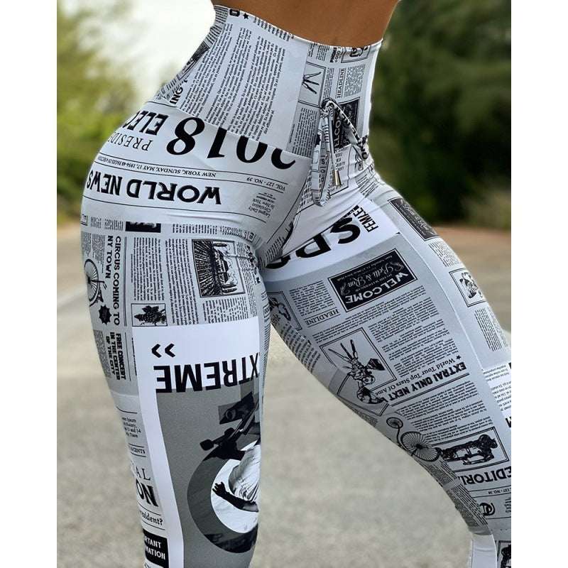 Digital Printing High Waist Stretch Yoga Pants - globaltradeleader