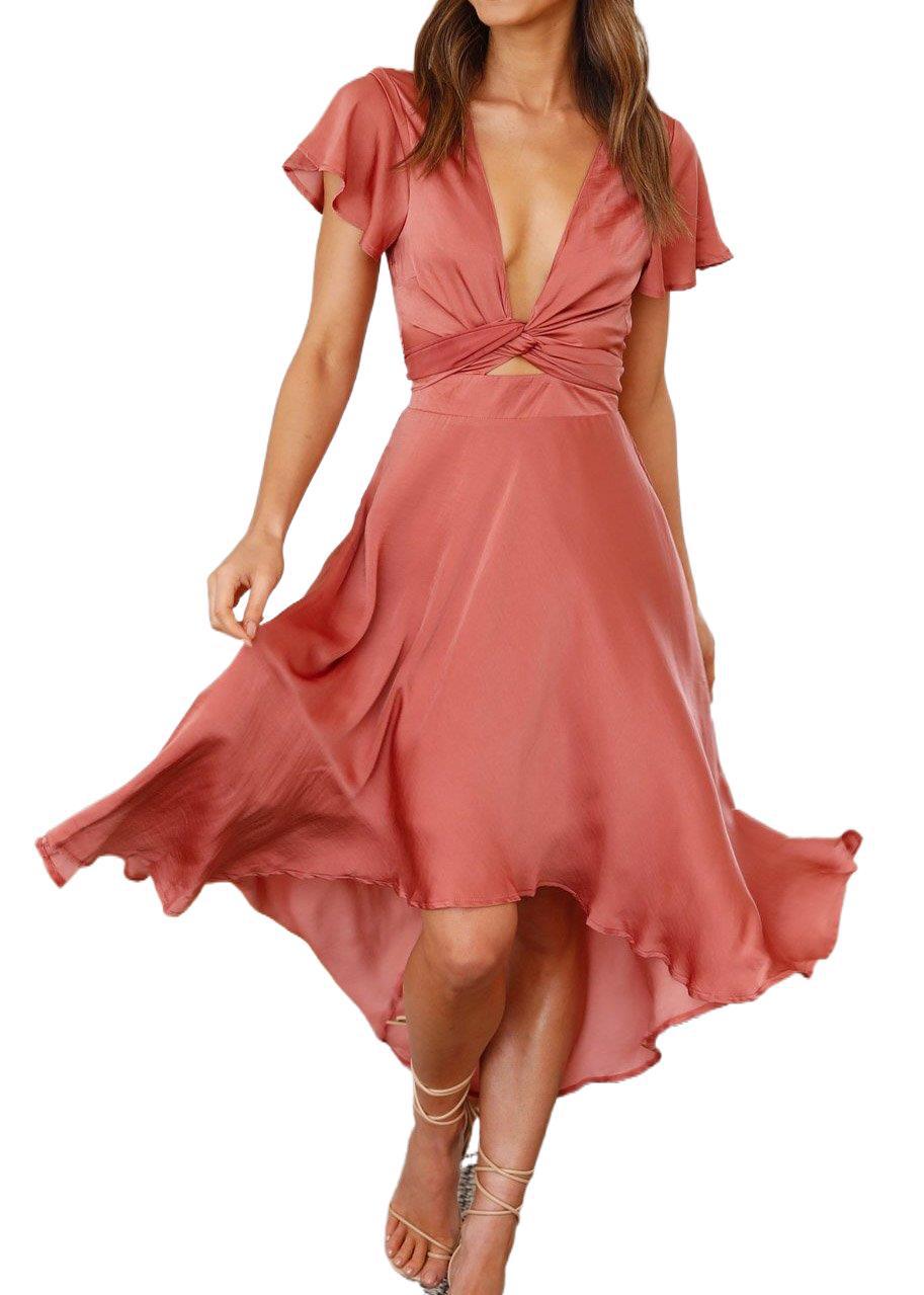 Summer Women's V-neck Irregular Dress - globaltradeleader