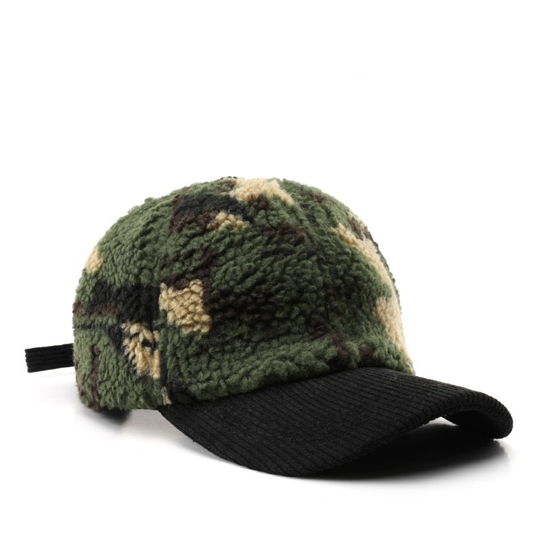 Color Blocking Plush Camouflage Solid Color Light Board Baseball Cap - globaltradeleader