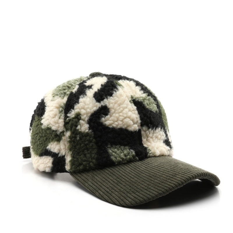 Color Blocking Plush Camouflage Solid Color Light Board Baseball Cap - globaltradeleader