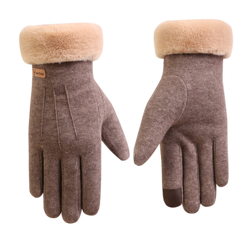 Autumn and winter cashmere full finger gloves women - globaltradeleader