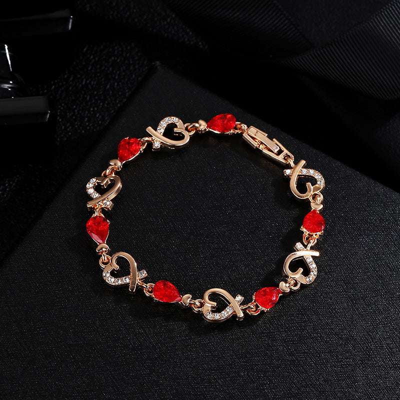 Hollow Love Bracelet With Rhinestones Fashion Temperament Heart-shaped Bracelet For Valentine's Day Gift Jewelry - globaltradeleader