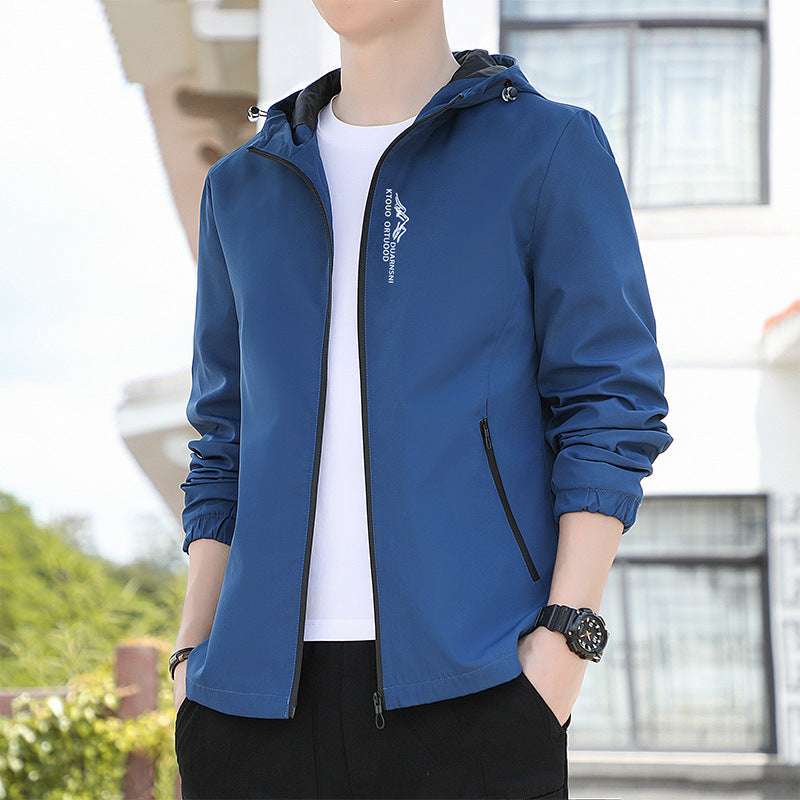 Breathable Quick-drying Loose Elastic Zipper Hooded Men's Jacket - globaltradeleader