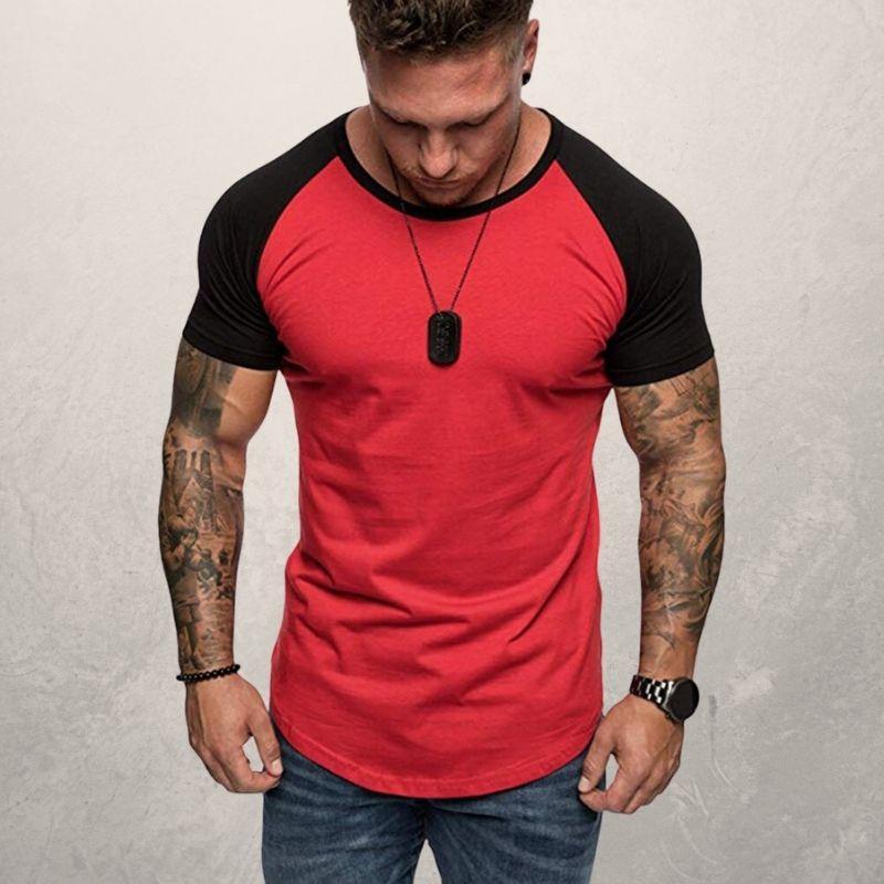 Color block raglan sleeve men's T-shirt - globaltradeleader