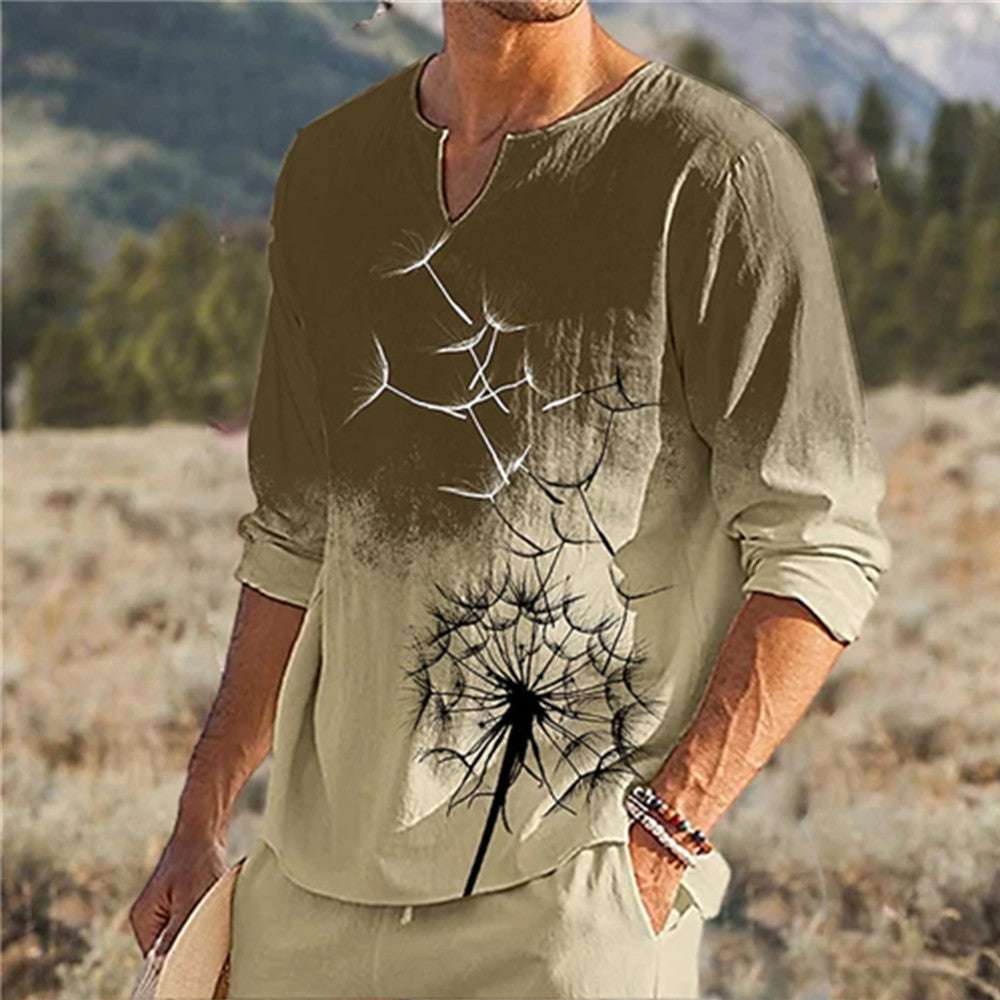 Printed Regular Round Neck Long Sleeve Short Sleeve