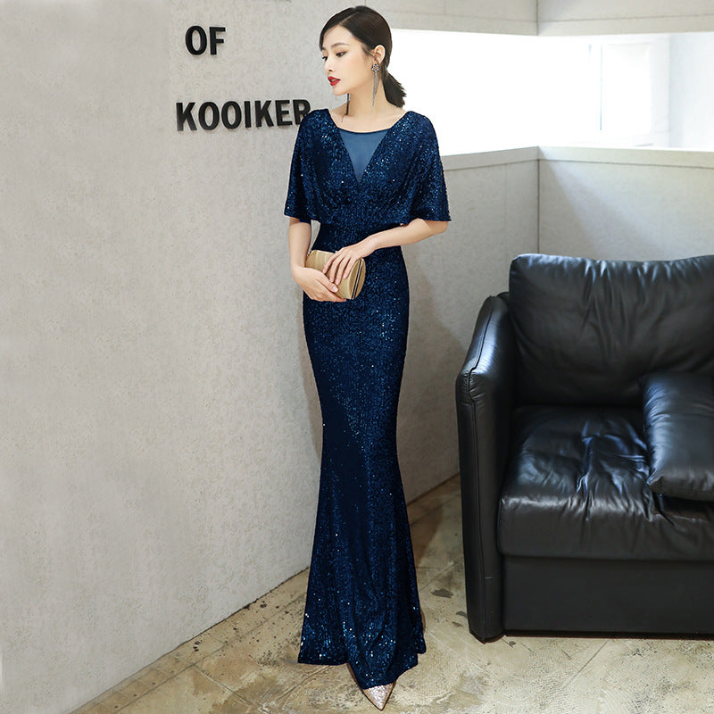 Dark green evening dress female annual party temperament - globaltradeleader