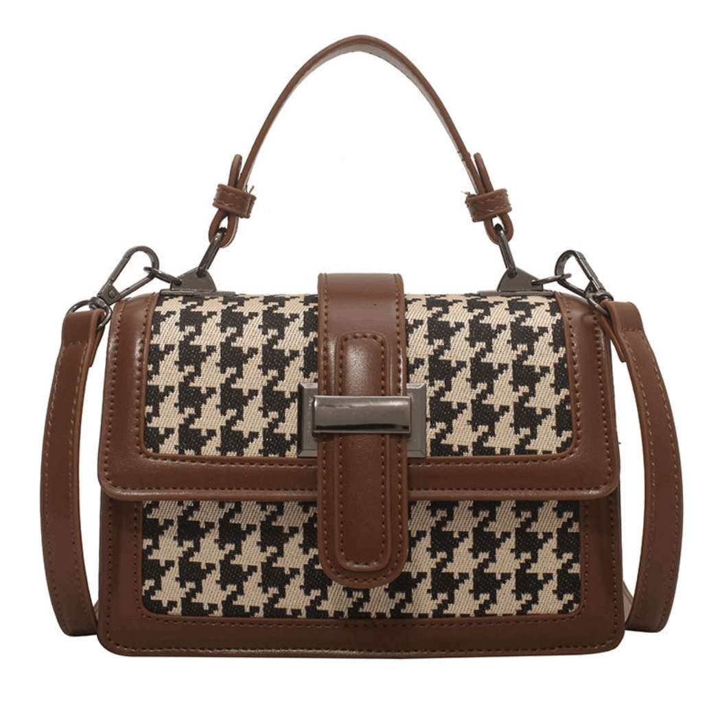 Houndstooth Small Shoulder Messenger Bag College Students Portable Large Capacity