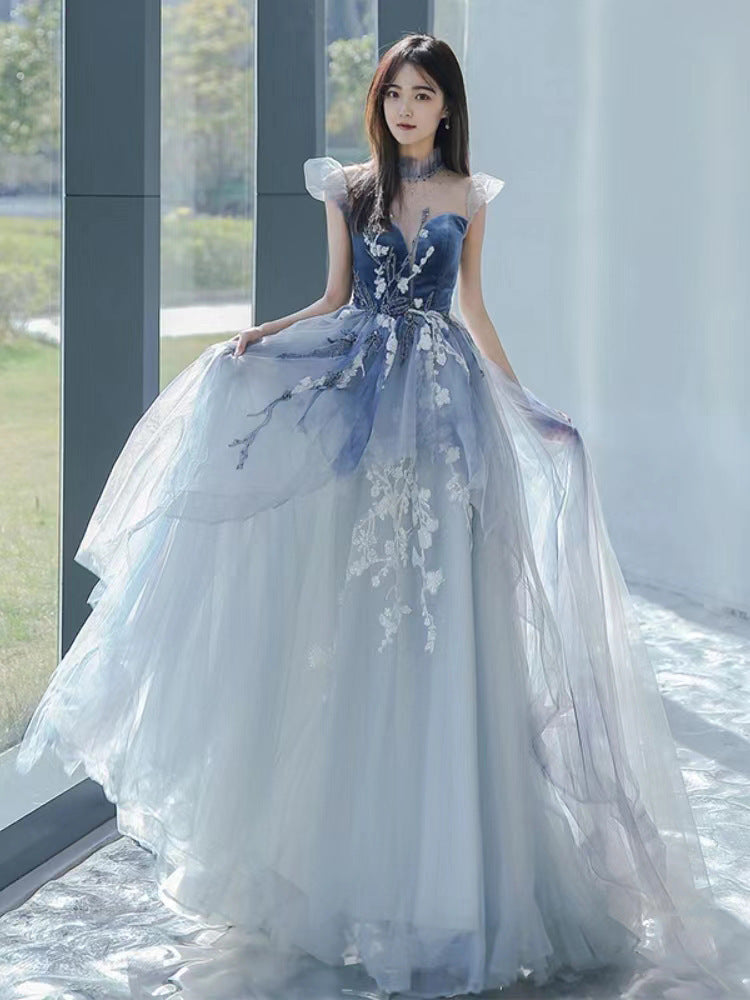 Blue Evening Dress Elegant Socialite - globaltradeleader