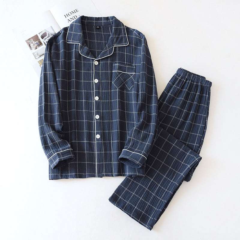 Plaid Long-Sleeved Trousers Cotton Two-Color Home