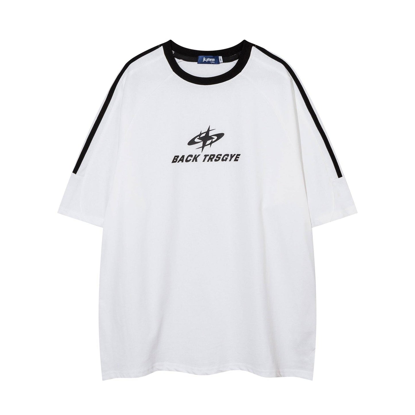 Patchwork Stripes T-shirt Short-sleeved Cotton Sports Top Men - globaltradeleader