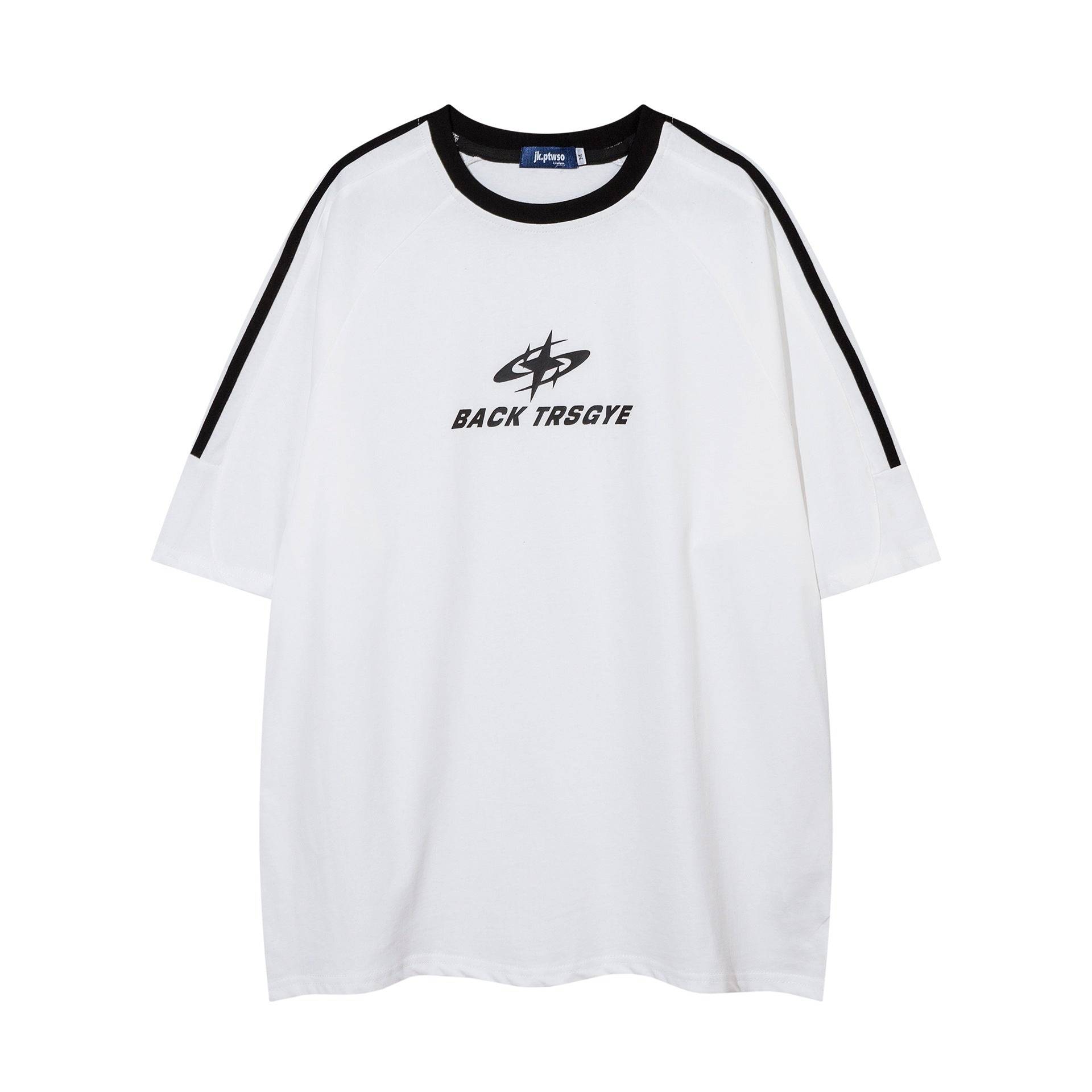 Patchwork Stripes T-shirt Short-sleeved Cotton Sports Top Men - globaltradeleader