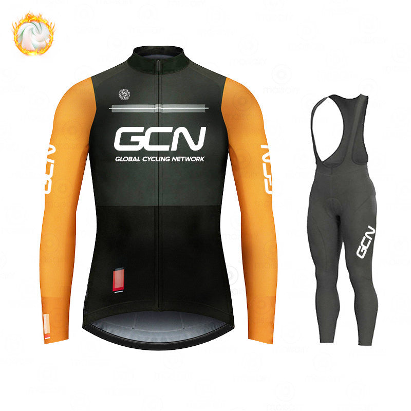 GCN Fleece Long Sleeve Cycling Jersey Cycling Jersey Running MTB Winter New Series