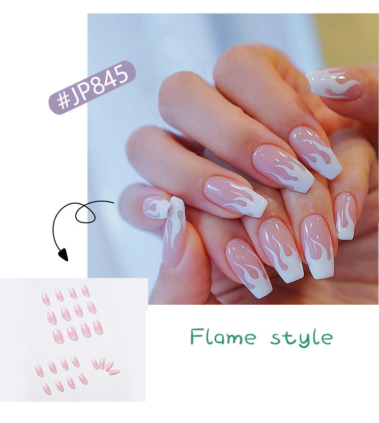 24pcs/box French Glossy Acrylic Press on Nails Long Coffin Pastel  Press on False Nails Stick on Nails Glossy Coffin Flash Fake Nails