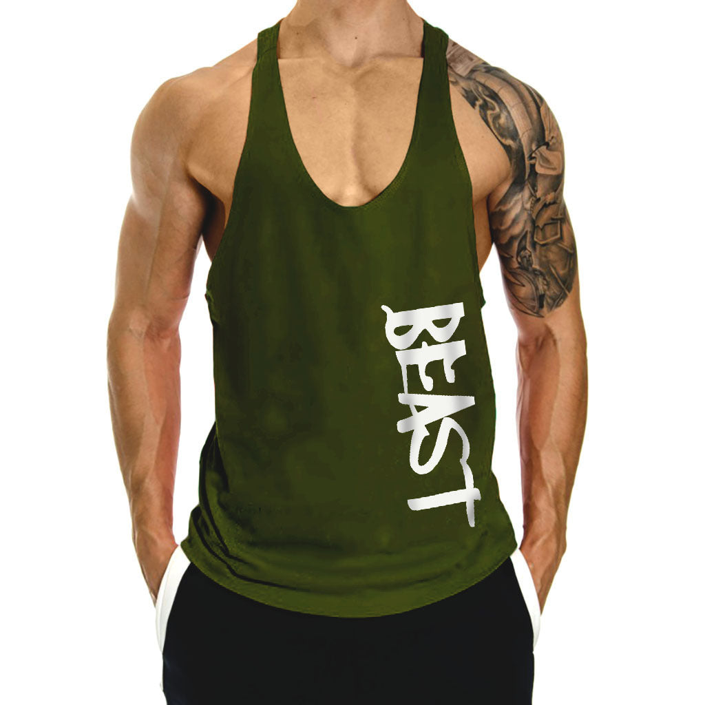 Muscle Gym Loose Leisure Sports Vest Men's I-shaped Breathable Sleeveless T-shirt - globaltradeleader