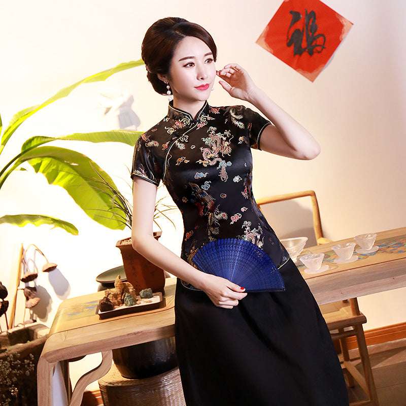 Improved Cheongsam Top Brocade Slim Retro Women