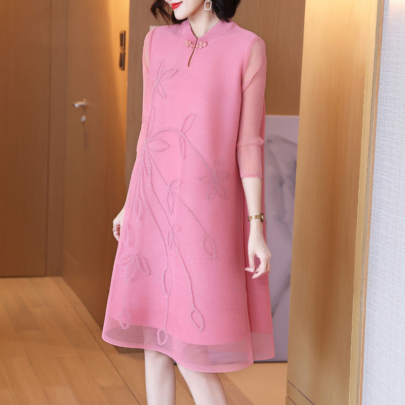 Women's Chinese Style Double Layer Mesh Dress