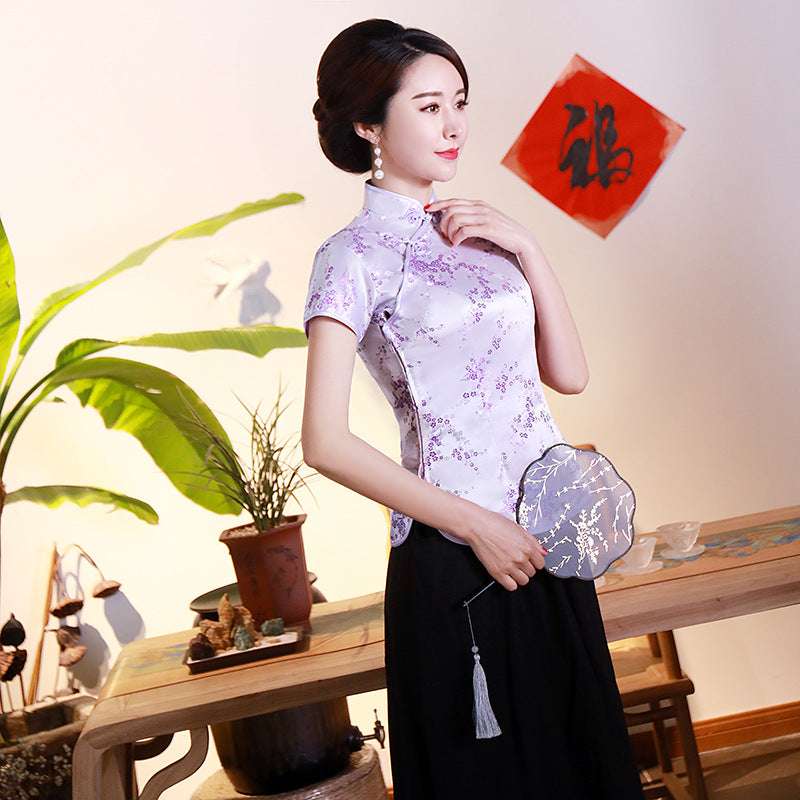 Improved Cheongsam Top Brocade Slim Retro Women