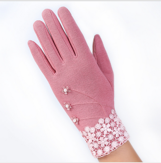 Touch screen ladies winter gloves outdoor sports cycling driving warm gloves not falling velvet gloves