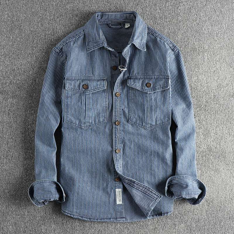 Washed Vintage Denim Shirt For Men - globaltradeleader