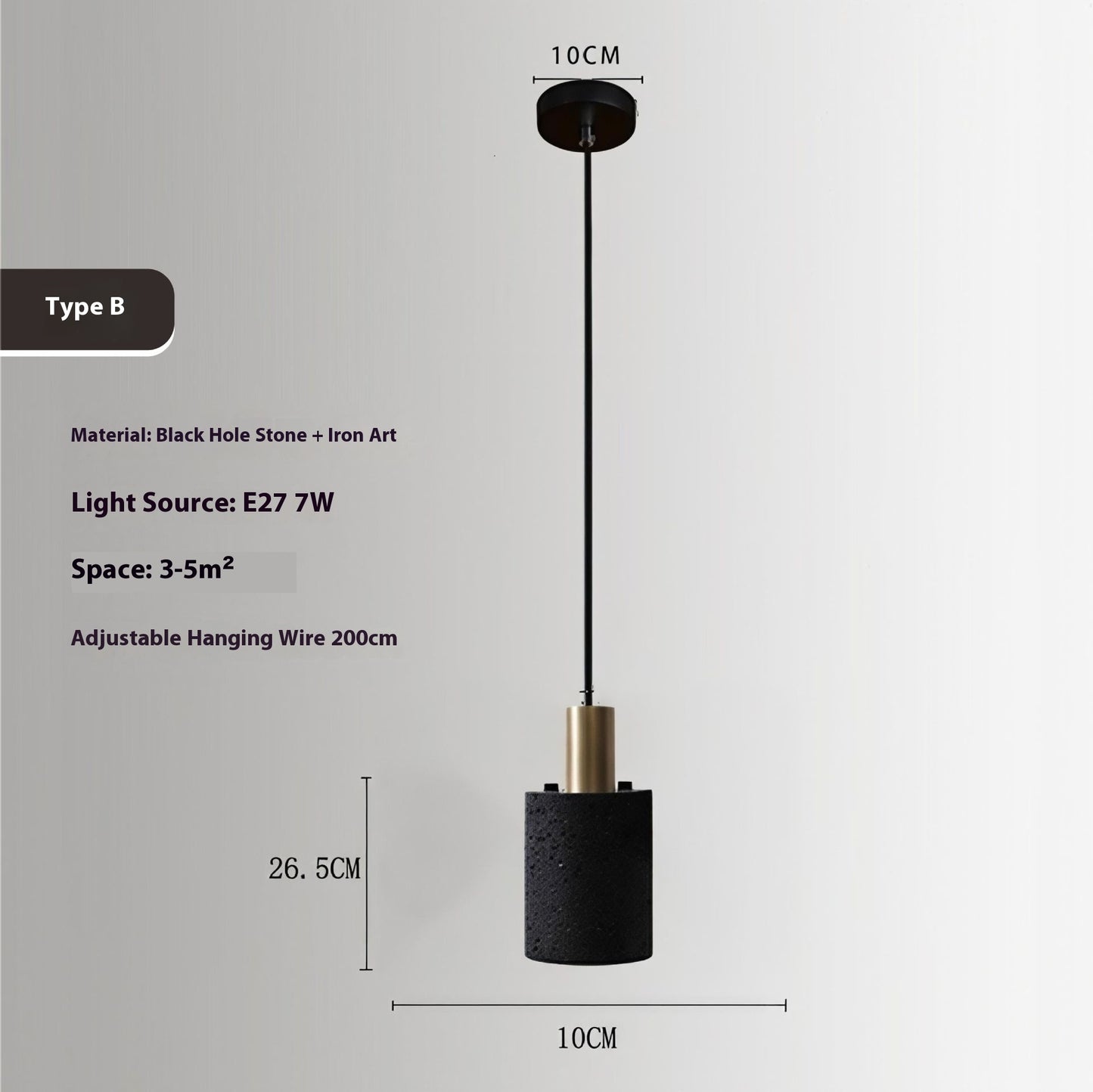 Black Cave Stone Restaurant Aisle Bedside Creative Terrazzo Chandelier - globaltradeleader