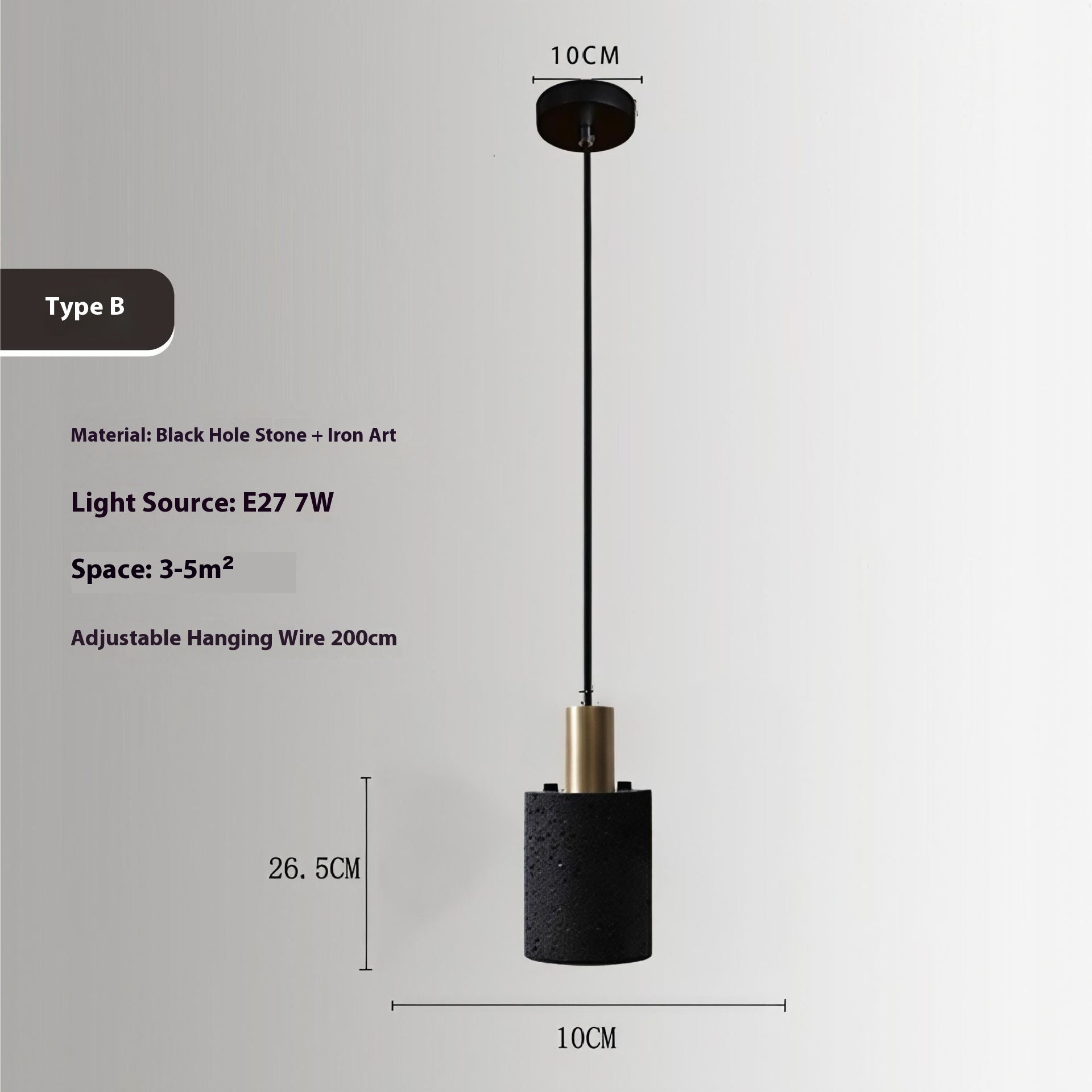 Black Cave Stone Restaurant Aisle Bedside Creative Terrazzo Chandelier - globaltradeleader