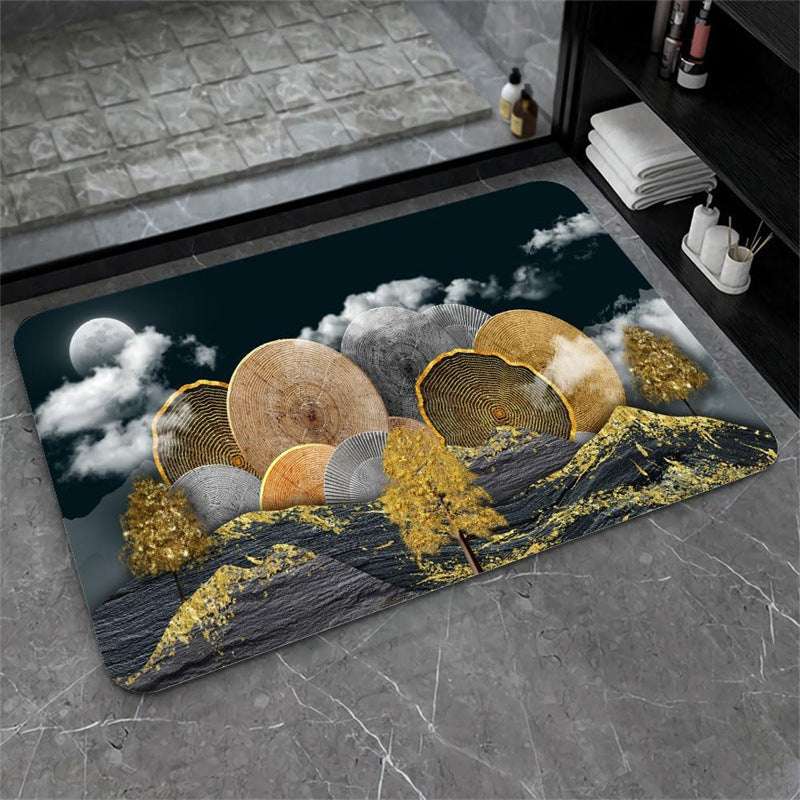 Nordic Light Luxury Marbling Diatom Ooze Absorbent Non-slip Floor Mat Toilet Door Quick-drying Feet - globaltradeleader